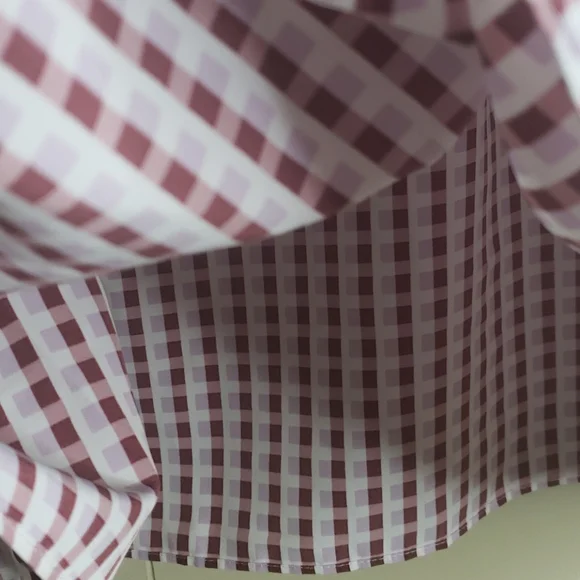 Draper James Maroon and White Checkered Long Sleeve Top - Picture 6 of 10